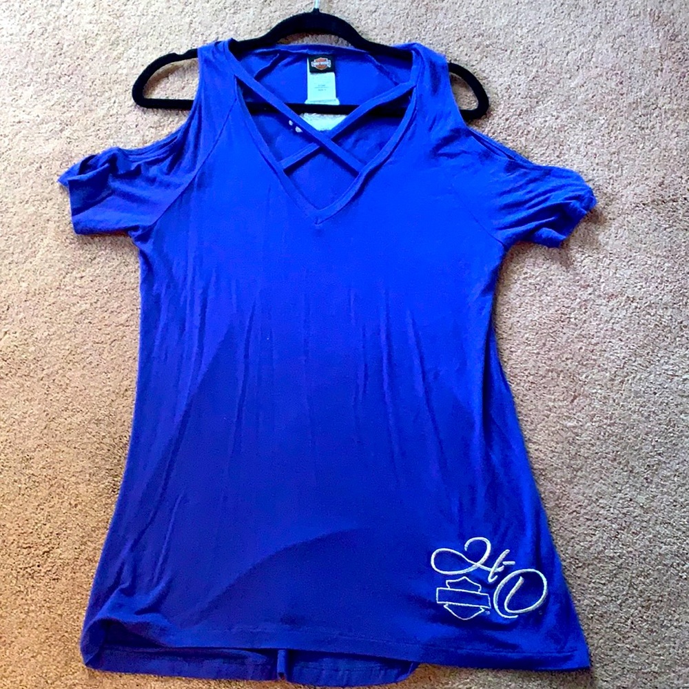 Harley Davidson open shoulder tunic top